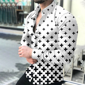 Wiaofellas Spring Autumn Men printed Shirts Turn-down Collar Buttoned Shirt Men's Casual Long Sleeve social shirt Tops Men's clothing